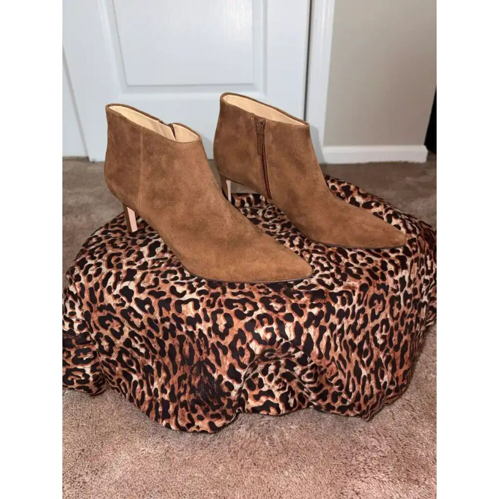 Veronica Beard Leone Pointed Toe Bootie Brown Suede Size 8